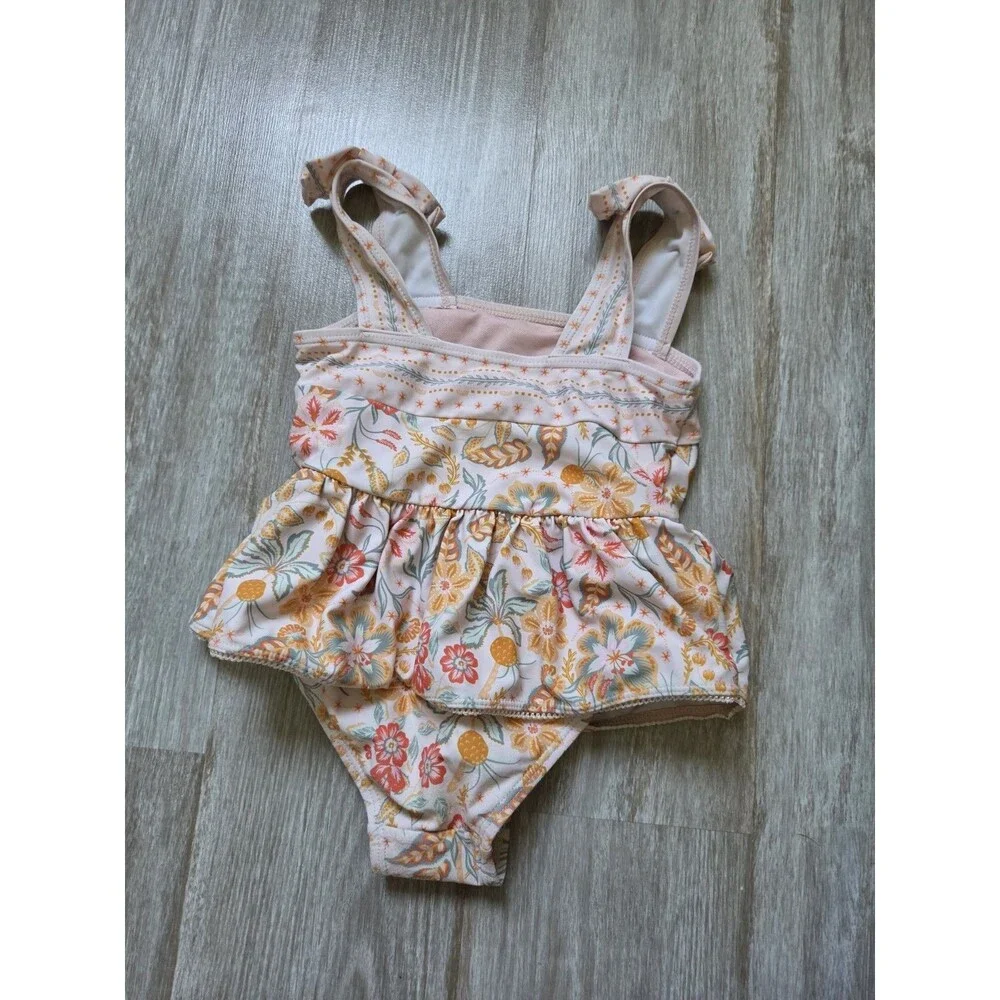 Cynthia Rowley Kids Pink Floral Ruffle Skirt One Piece Swimsuit Girls Sz 2T GUC